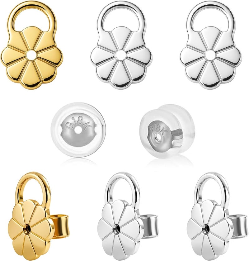 Goffing Earring Backs Replacements for Droopy Ears, Heavy Earrings Lifters, Locking Ear Support for Sensetive Skin, 8 Pairs - Image 1